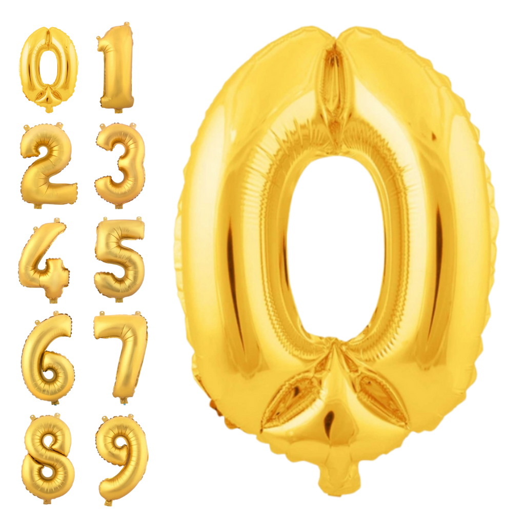 Gold number foil balloon shiny for birthday celebration from Parte Haus party supply store in Bethesda Maryland