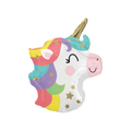 Gold pastel unicorn head foil balloon with colorful mane for kids birthday from Parte Haus party supply store in Bethesda Maryland