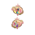 Gold pink foil balloon with Disney princesses birthday decoration from Parte Haus party supply store in Bethesda MD