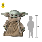 Green brown foil balloon shaped like Grogu Star Wars birthday from Parte Haus party supply store in Bethesda Maryland