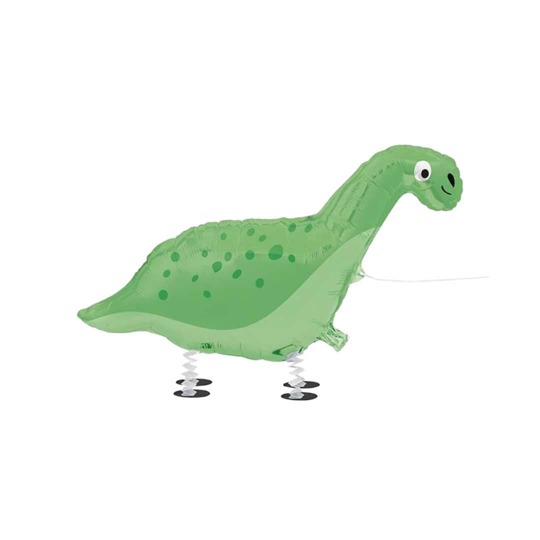Green dinosaur foil balloon with spotted design dinosaur birthday from Parte Haus party supply store in Bethesda Maryland