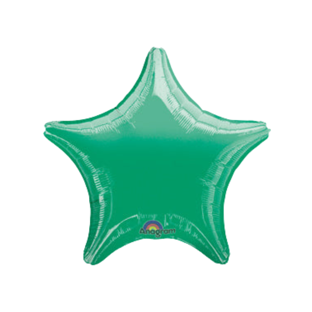 Green 18in star foil balloon for birthday parties from Parte Haus party supply store in Bethesda, Maryland.