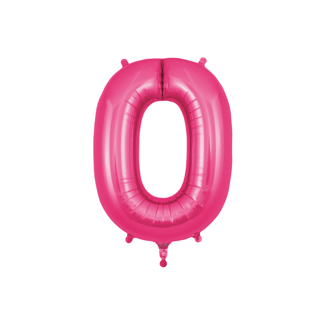 Hot pink 34in letter O foil balloon for birthday and baby shower parties – from Parte Haus party supply store in Bethesda, Maryland.