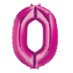 Hot pink number 0 foil balloon for birthday from Parte Haus party supply store in Bethesda Maryland