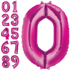 Hot pink number foil balloons for birthday from Parte Haus party supply store in Bethesda Maryland