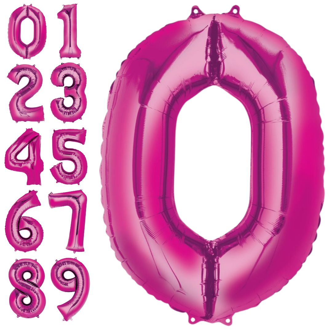 Hot pink number foil balloons for birthday from Parte Haus party supply store in Bethesda Maryland