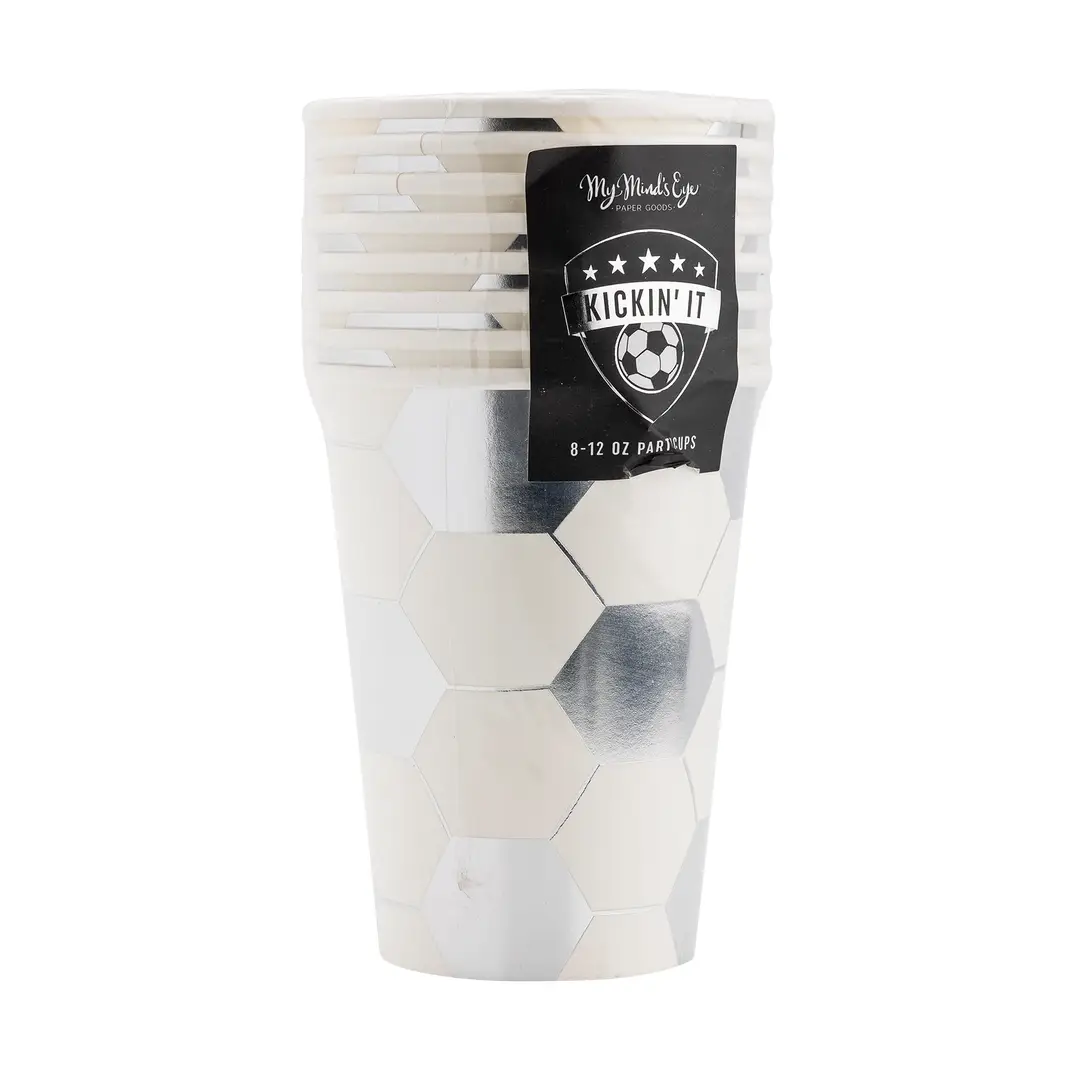 Silver Soccer Paper Cups