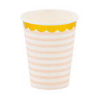 Yellow and Pink Stripe Scallop Rim Cups