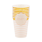 Yellow and Pink Stripe Scallop Rim Cups