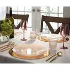 Clear & Blush Scalloped Gold Reusable Plates - 2 Sizes