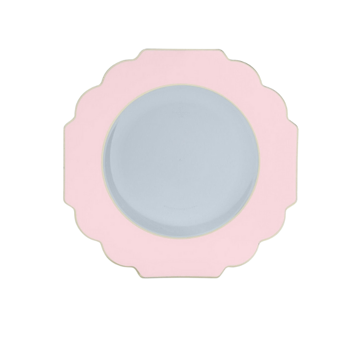 Clear & Blush Scalloped Gold Reusable Plates - 2 Sizes
