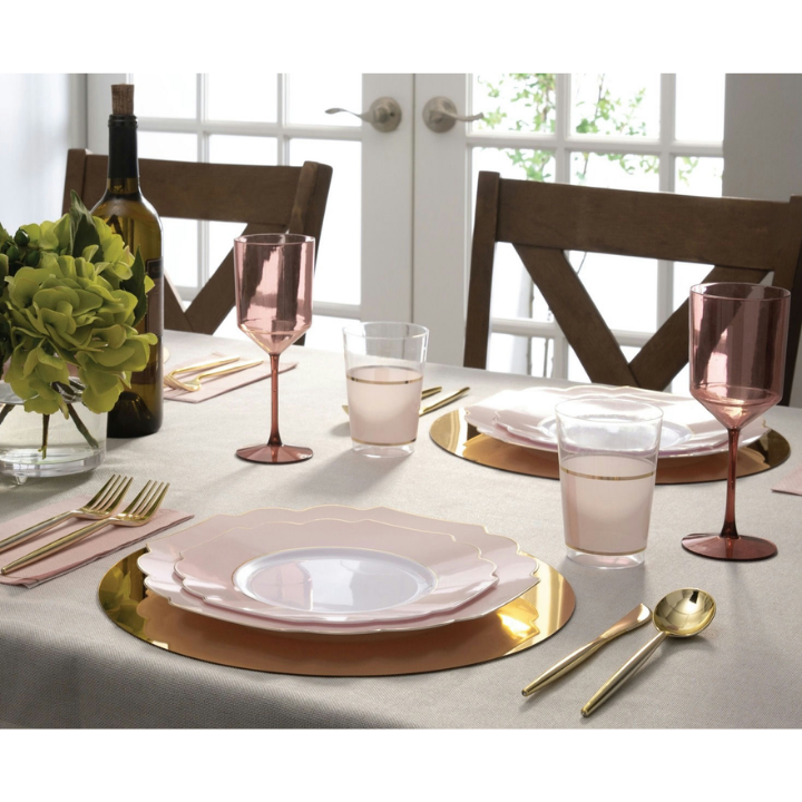 Blush Scalloped Reusable Plates - 2 Sizes