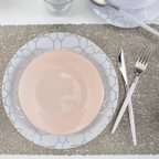 Blush Silver Rimmed Reusable Plates- 2 Sizes