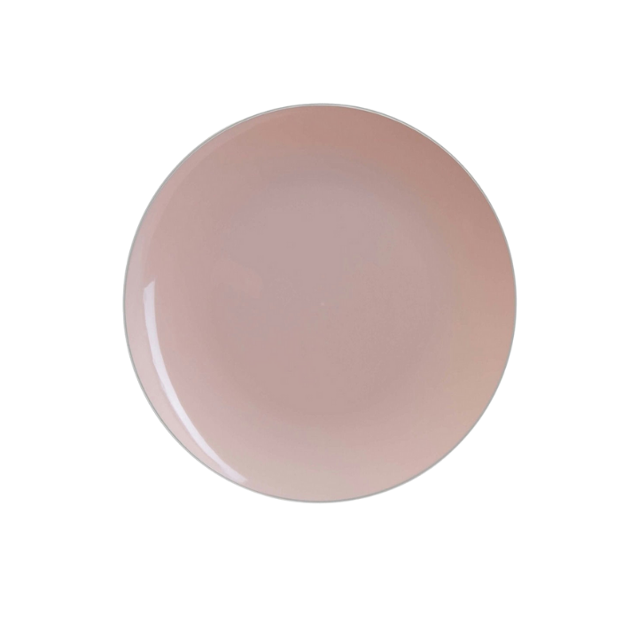 Blush Silver Rimmed Reusable Plates- 2 Sizes