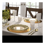 Clear & Gold Scalloped Reusable Plates - 2 Sizes