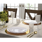 White Scalloped Gold Rimmed Reusable Plates - 2 Sizes