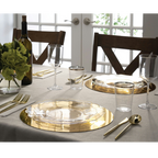 Clear Scalloped Gold Rimmed Reusable Plates - 2 Sizes