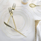 Clear Scalloped Gold Rimmed Reusable Plates - 2 Sizes