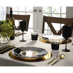 Clear & Black Scalloped Reusable Plates - 2 Sizes