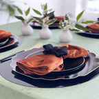 Clear & Black Scalloped Reusable Plates - 2 Sizes