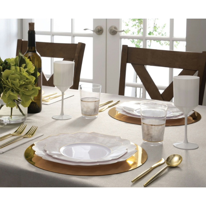 Marble Scalloped Reusable Plates - 2 Sizes