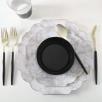 Marble Scalloped Reusable Plates - 2 Sizes