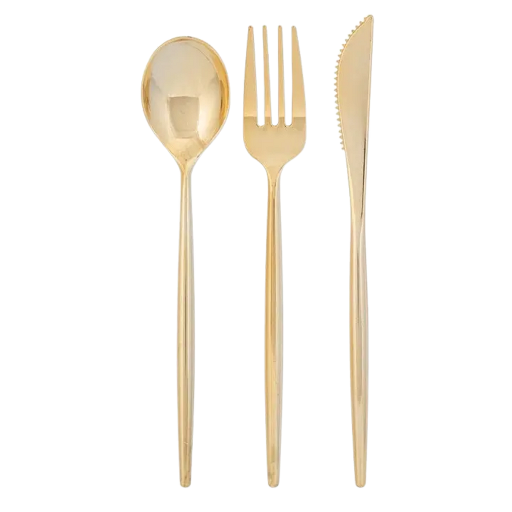 Matrix Gold Plastic Cutlery Set - 30 pcs