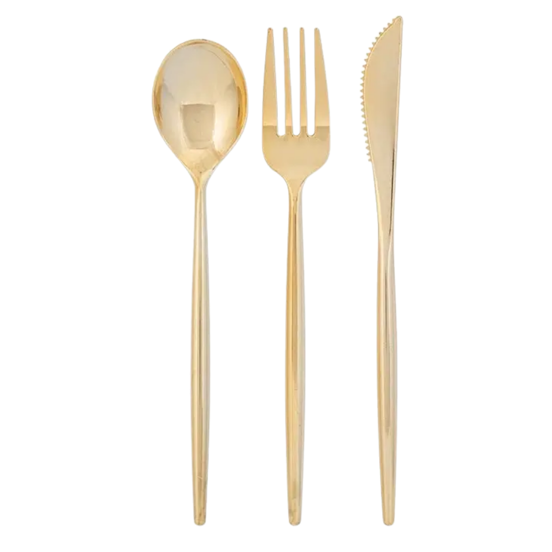 Matrix Gold Plastic Cutlery Set - 30 pcs