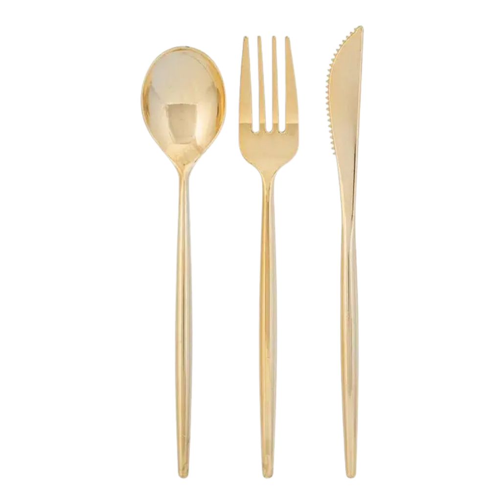 Chic Gold Reusable Flatware Set | 60 Pieces