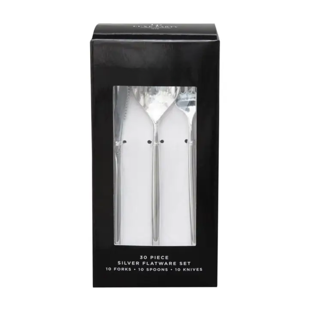 Silver Matrix Plastic Cutlery Set - 30 pcs