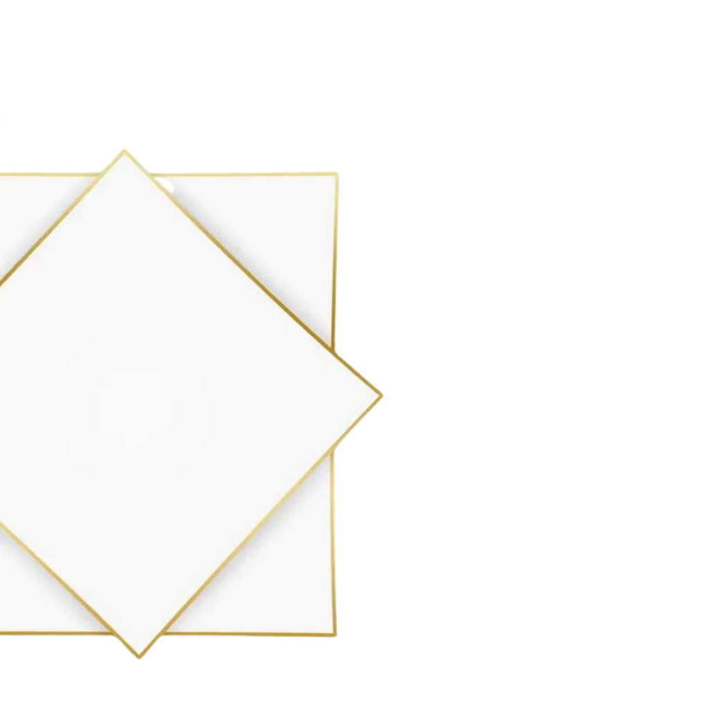 White Square Gold Reusable Plates - 2 Sizes