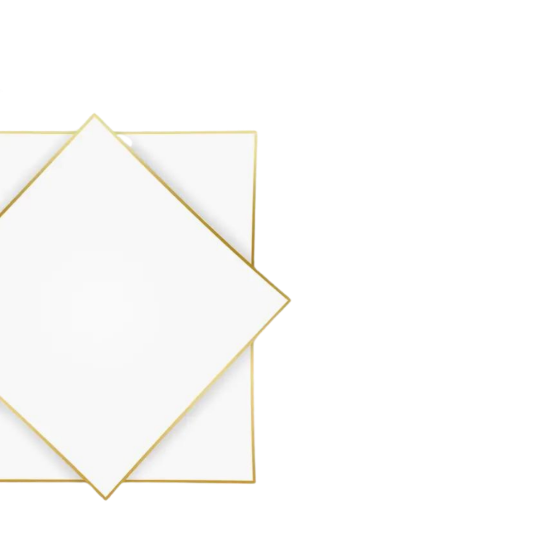 White Square Gold Reusable Plates - 2 Sizes