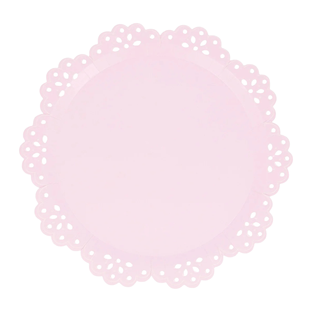 Peach & Pink Broderie Anglaise Lace Plates - 2 sizes