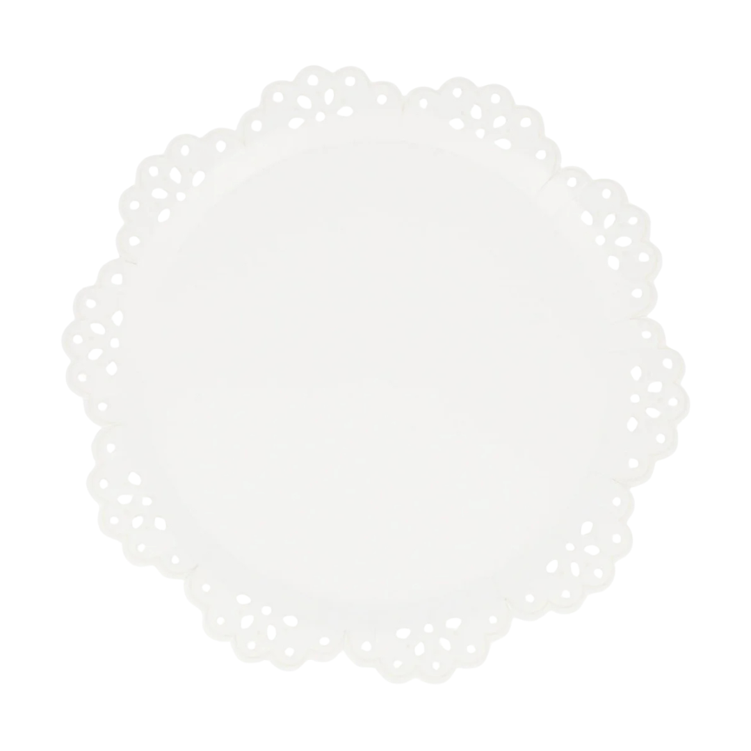 White Broderie Anglaise Lace Plates - 2 sizes