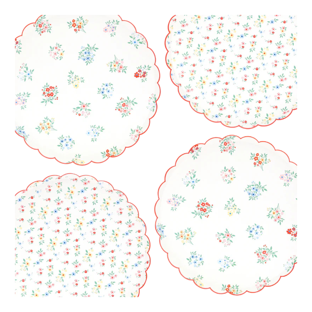 Ditsy Posy Scalloped Plates - 2 sizes