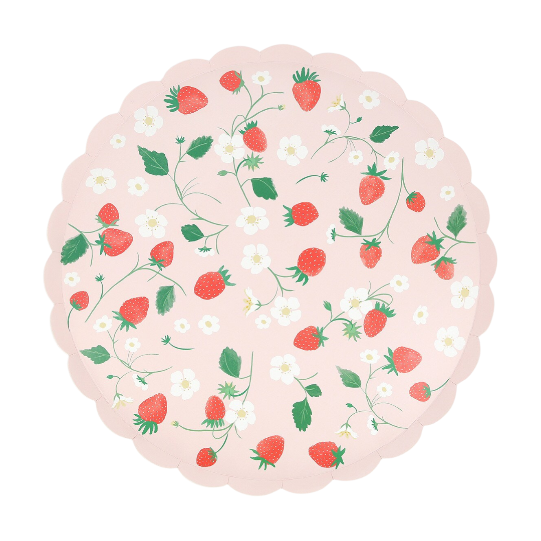 Pink Strawberry Plates  - 2 sizes