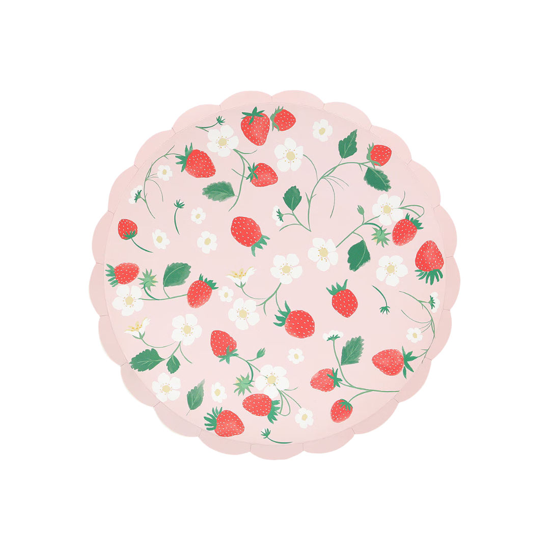 Pink Strawberry Plates  - 2 sizes