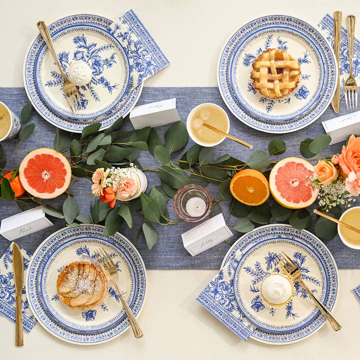Blue Floral French Paper Cups