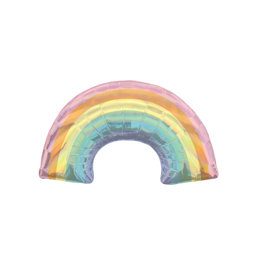 iridescent pastel rainbow foil balloon shiny arch shape birthday from Parte Haus party supply store in Bethesda Maryland