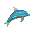 Iridescent teal blue dolphin foil balloon for under the sea birthday from Parte Haus party supply store in Bethesda MD