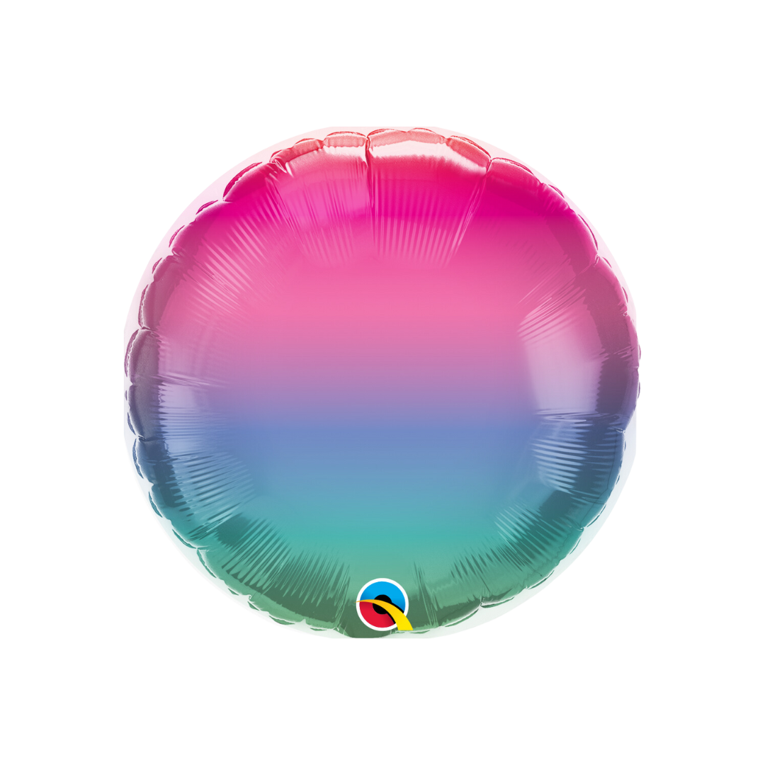 Jewel tones ombre foil balloon with pink blue and green colors birthday from Parte Haus party supply store in Bethesda MD