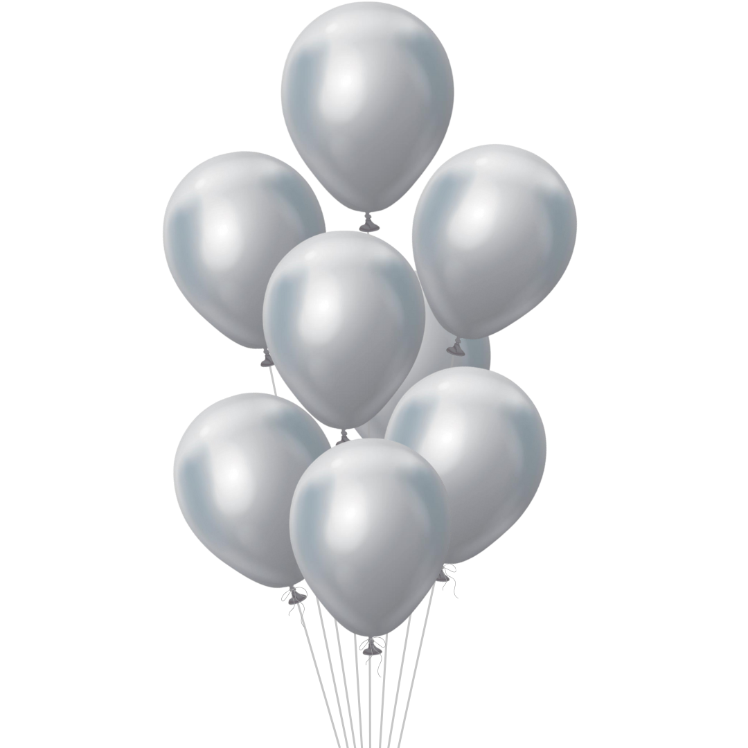 Mirror Silver Latex Balloon, 12in