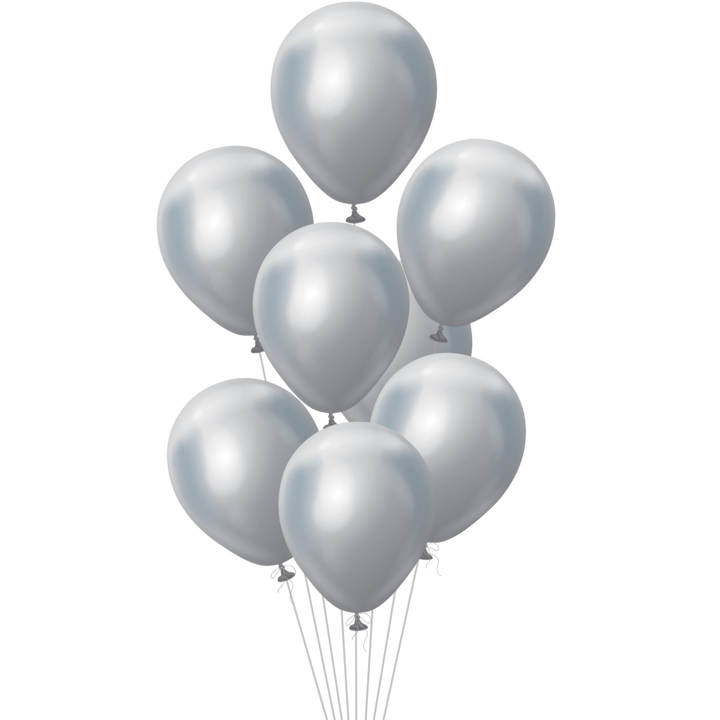 Mirror Silver Latex Balloon, 12in