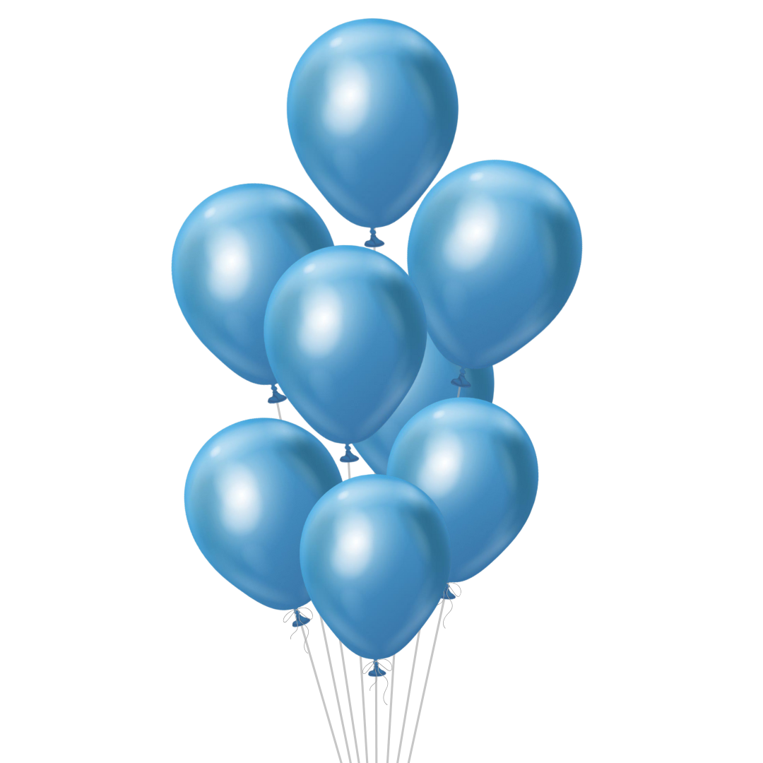 Mirror Blue Latex Balloon, 12in