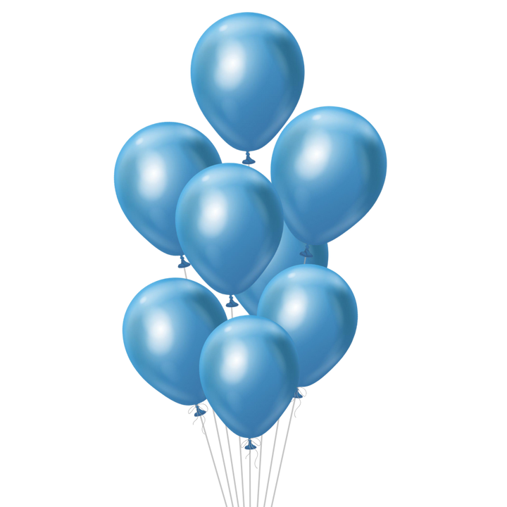 Mirror Blue Latex Balloon, 12in