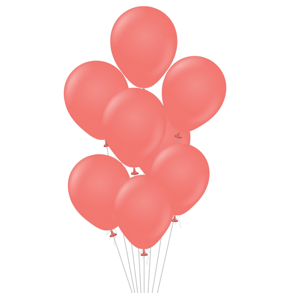 Coral latex balloons bouquet bundle birthday decoration from Parte Haus party supply store in Bethesda MD.
