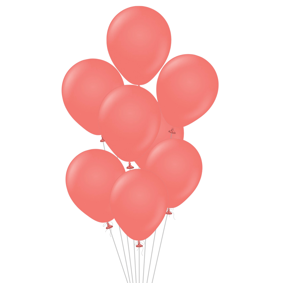 Coral latex balloons bouquet bundle birthday decoration from Parte Haus party supply store in Bethesda MD.