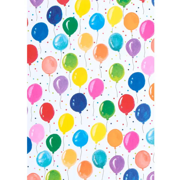 multicolor balloon wrapping paper with festive dots for birthday celebration from Parte Haus party supply store in Bethesda MD