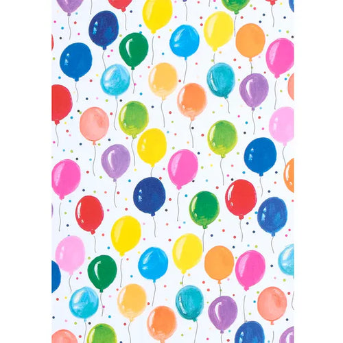 multicolor balloon wrapping paper with festive dots for birthday celebration from Parte Haus party supply store in Bethesda MD