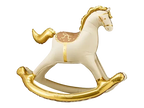 Giant Cream with Gold Rocking Horse Foil Balloon, 41in